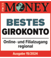 Siegel  FOCUS MONEY: bestes Girokonto mit Online- und Filialzugang in München